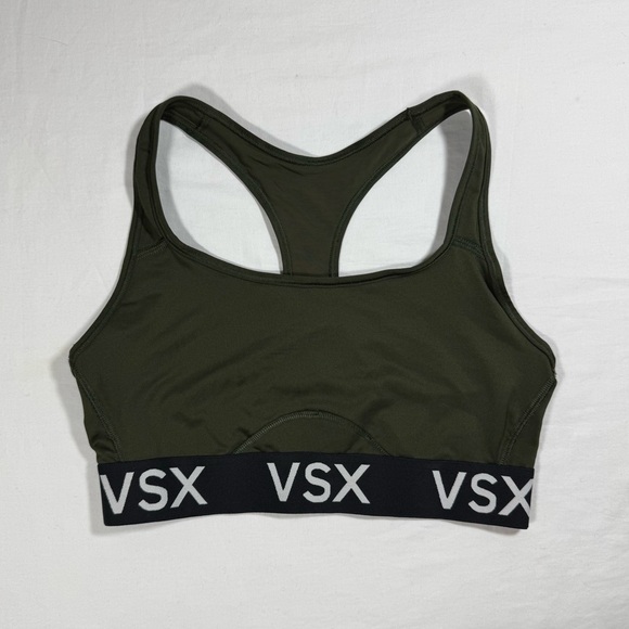 Victoria's Secret Other - Victoria's Secret VSX Sport Racerback Sports Bra Olive Green Logo Band Medium